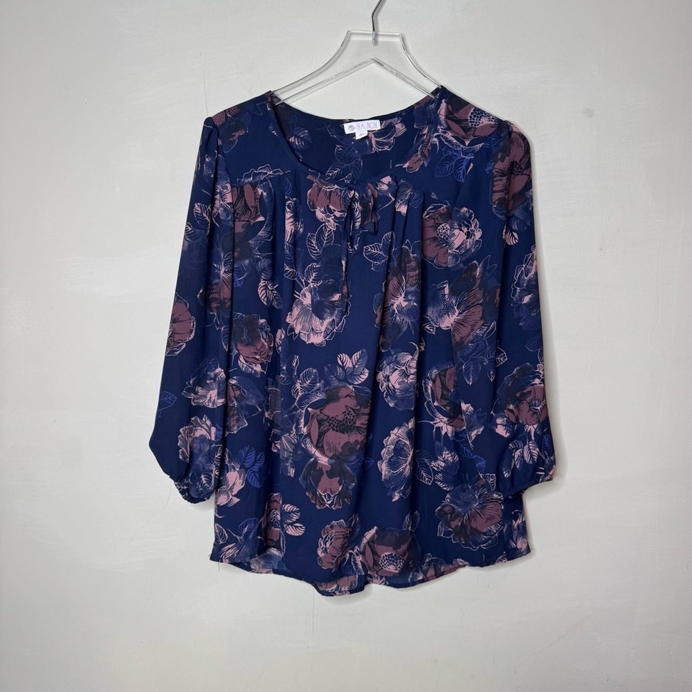 Lila Rose Floral Hi Low Tunic V-Neck Top size large